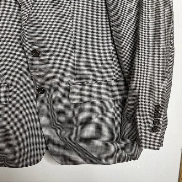 Ralph Lauren Houndstooth 2-Button Silk/Wool Blend Blazer Jacket Size 38R classic